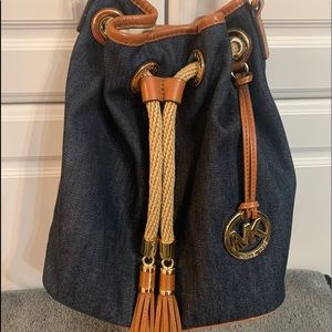 Michael Kors denim bucket bag